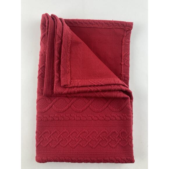 Red Cable Knit Baby Blanket Thin and Soft Unknown Brand 29 X 39” Twists Braids D - Picture 4 of 10